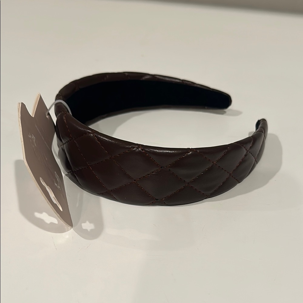 Elegant Brown Quilted Headband by Social Strand NWT